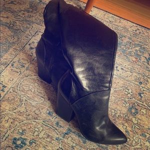 Black Leather Knee Boots